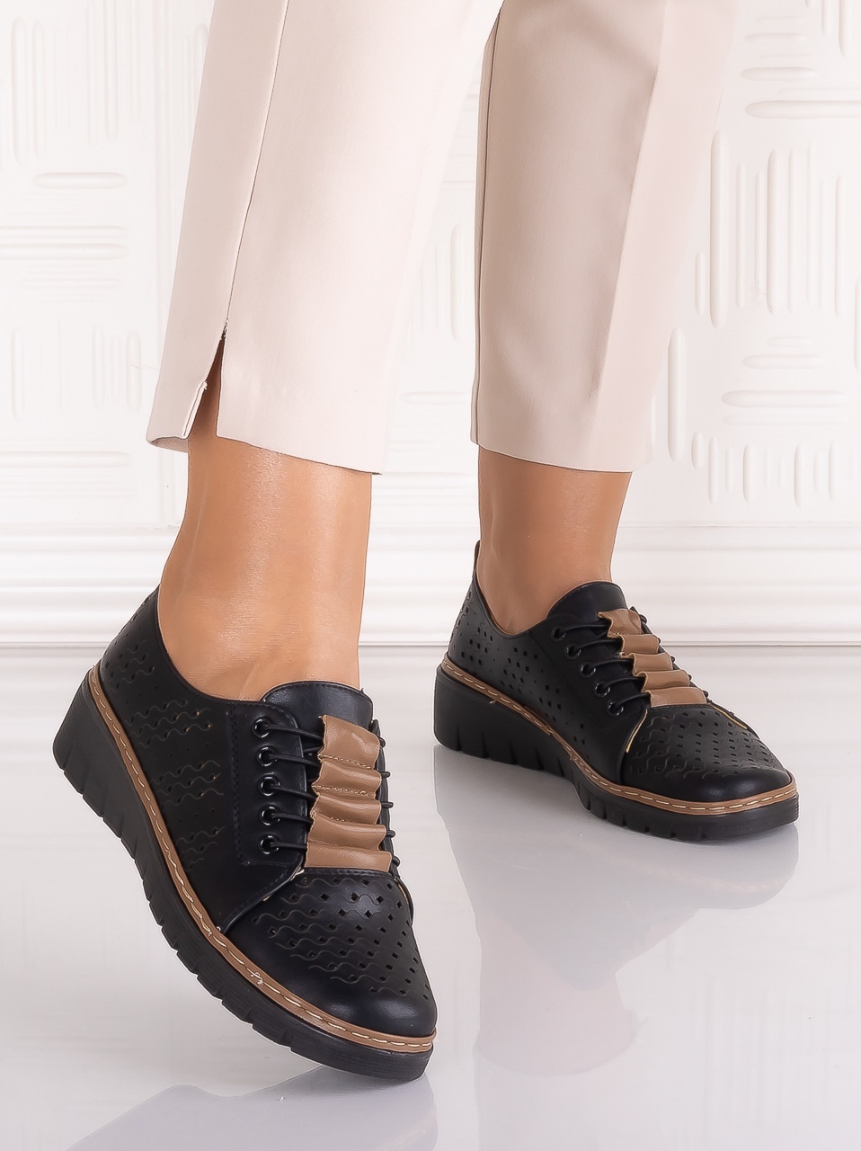 Pantofi dama casual Negrii din Piele Ecologica Tusami - poza 4