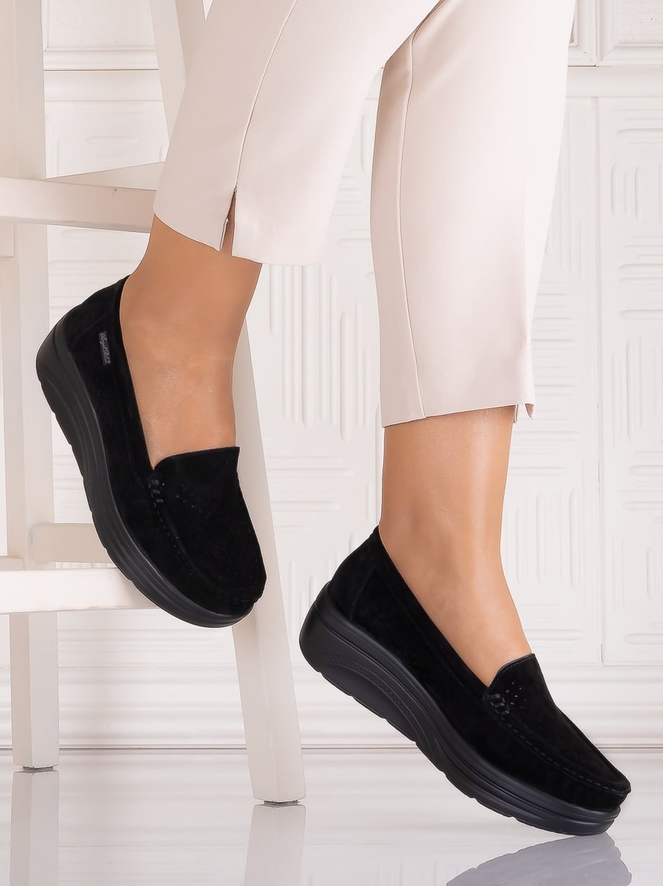 Pantofi dama casual Negrii din Piele Naturala Anastassia - poza 1