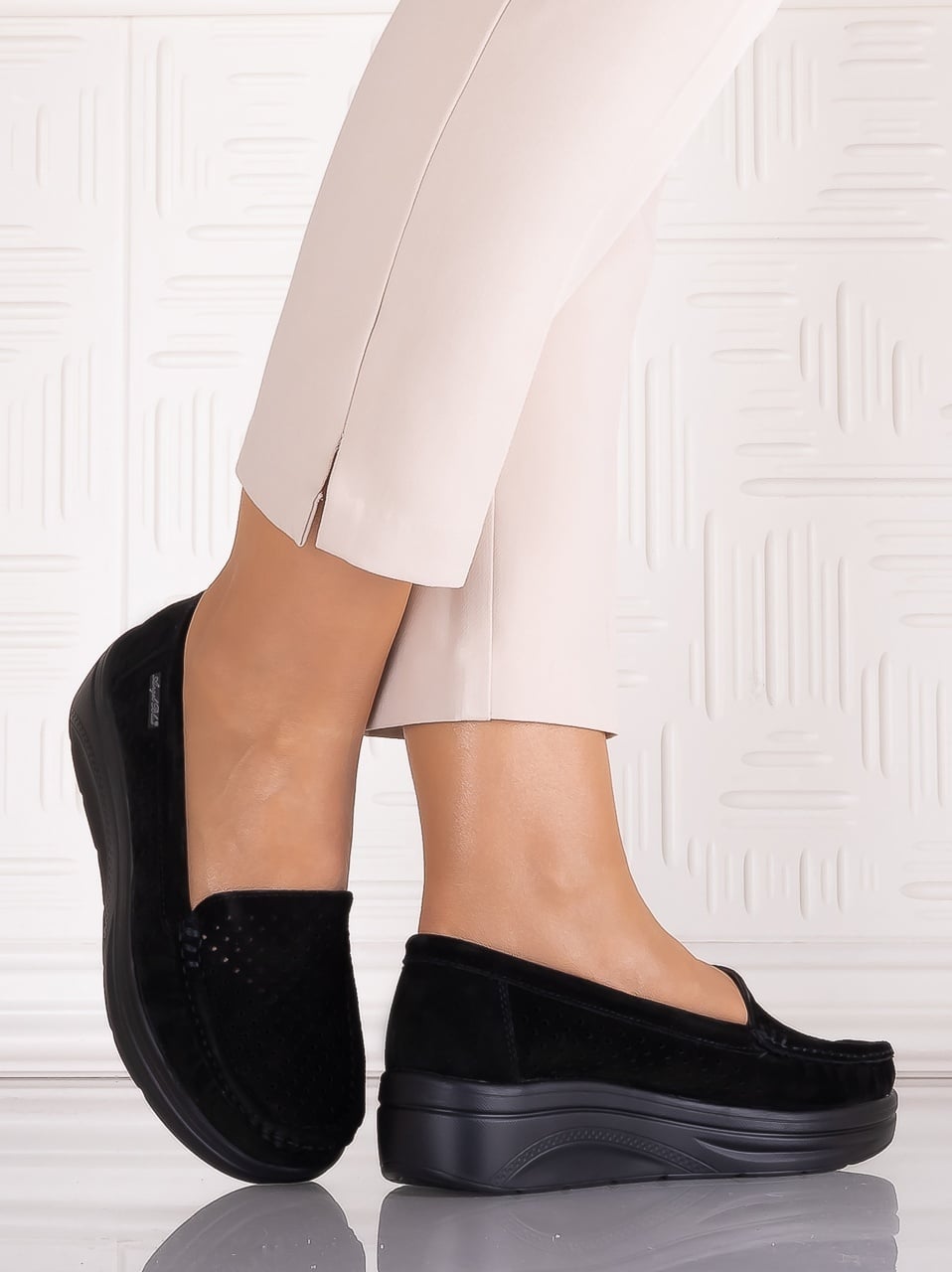 Pantofi dama casual Negrii din Piele Naturala Anastassia - poza 3