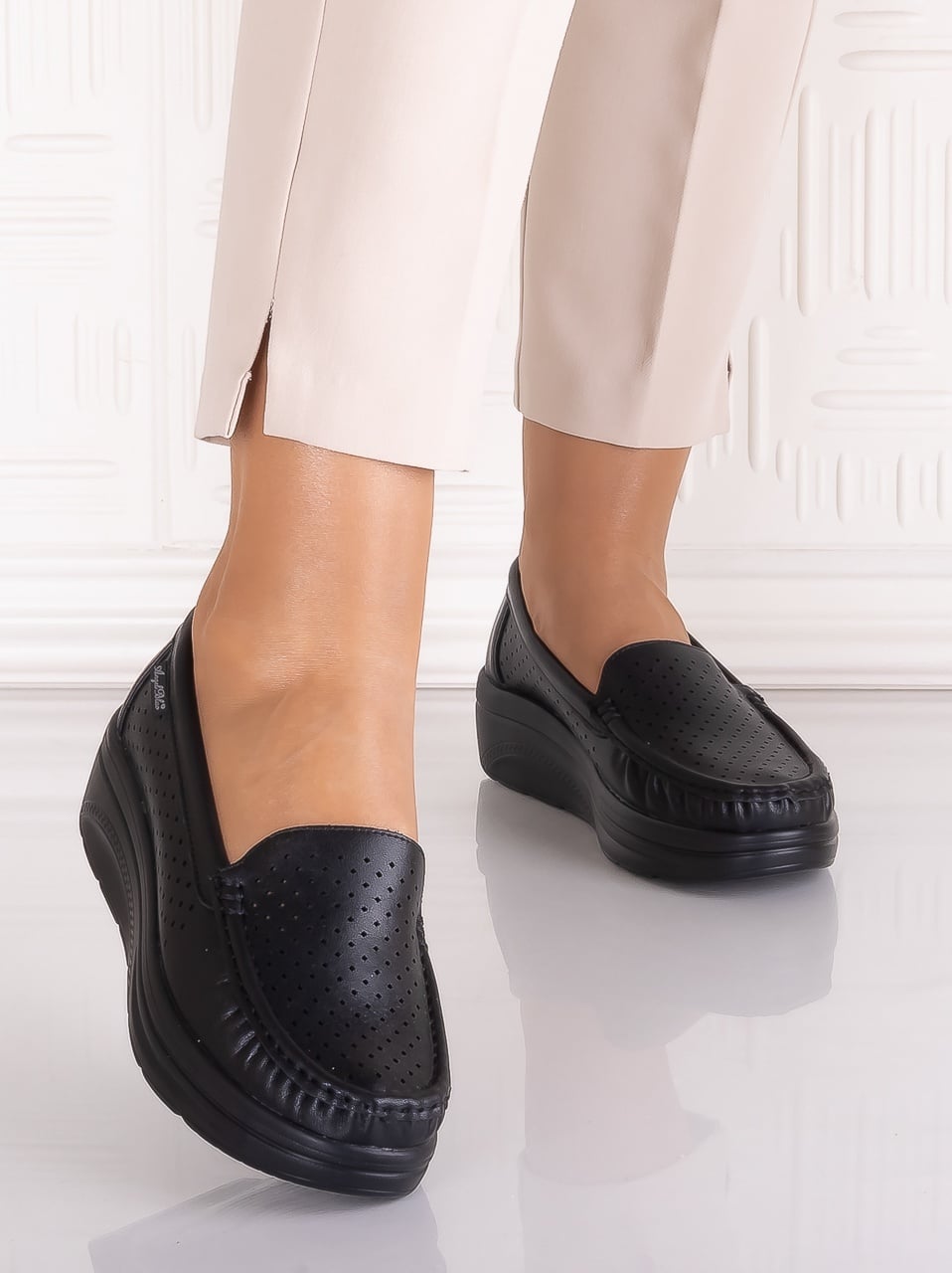 Pantofi dama casual Negrii din Piele Naturală Anastassia - poza 4