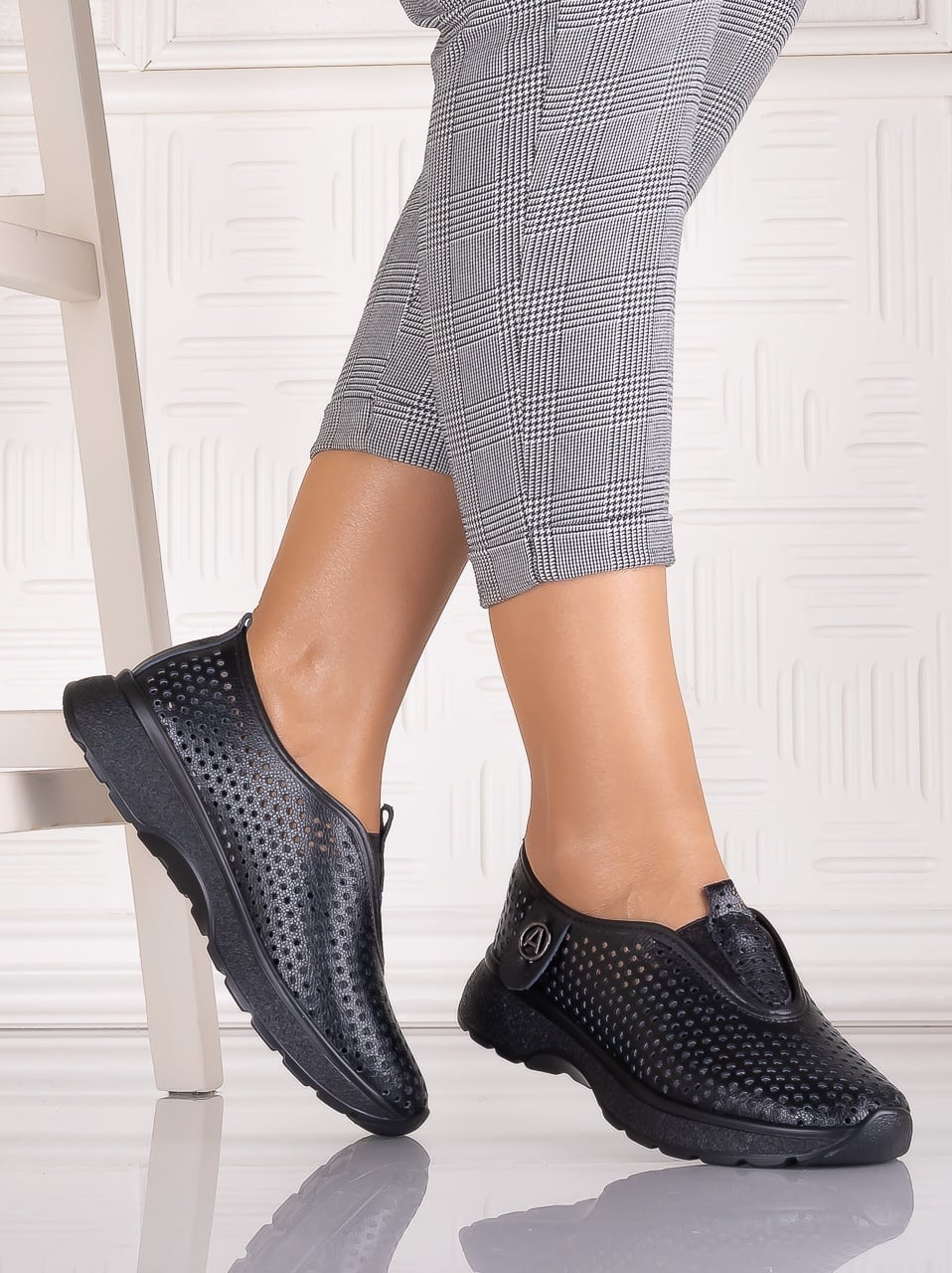 Pantofi dama casual Negrii din Piele Naturala Elenor - poza 3