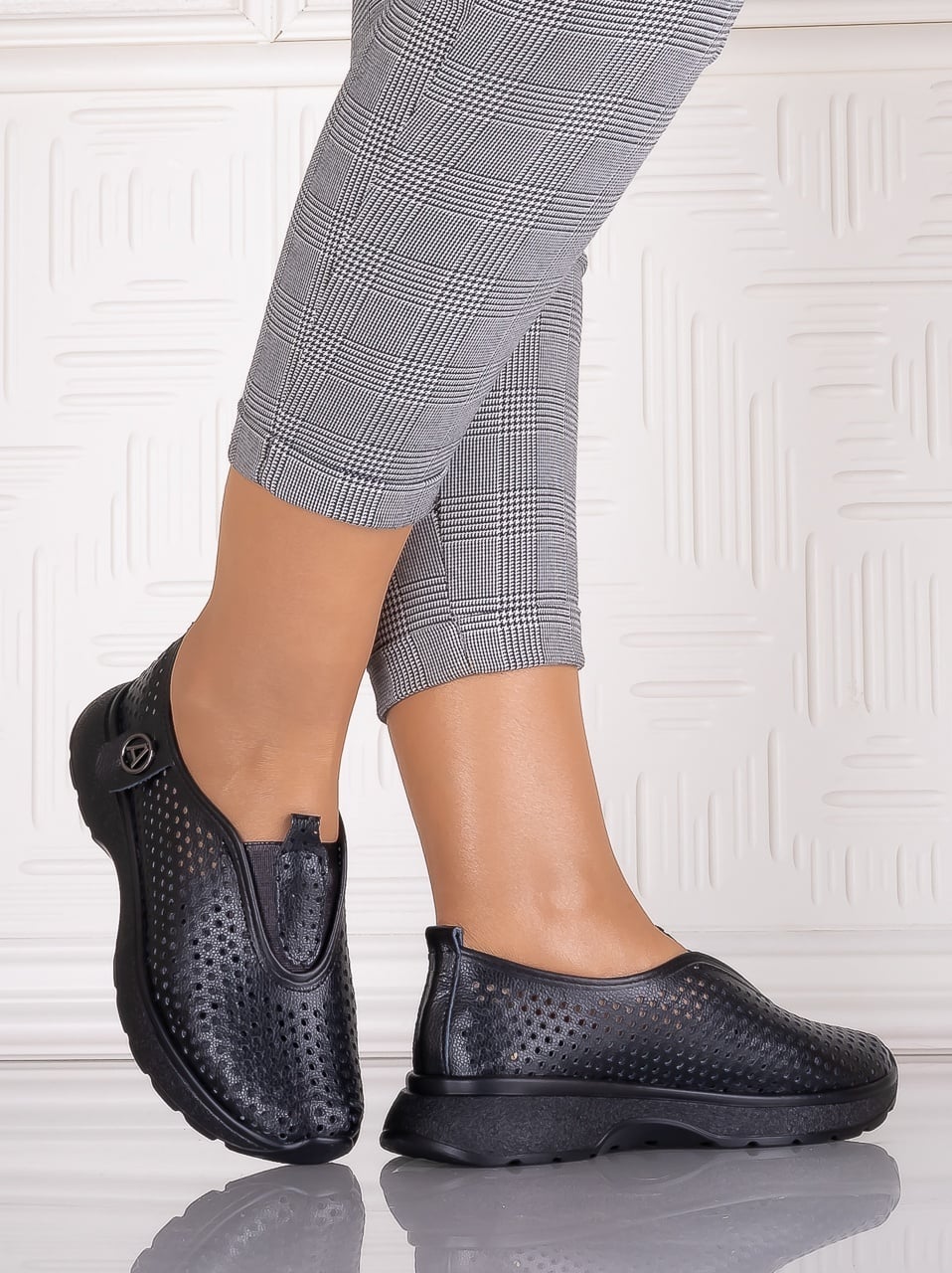 Pantofi dama casual Negrii din Piele Naturala Elenor - poza 4