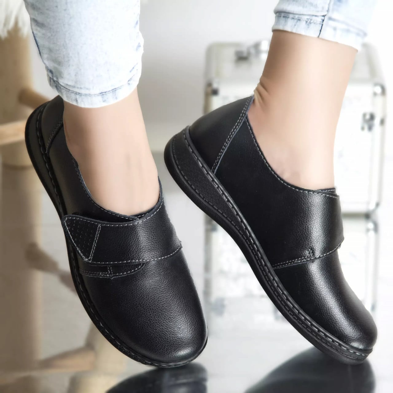 Pantofi dama casual Negru din piele naturala Felicy - poza 1