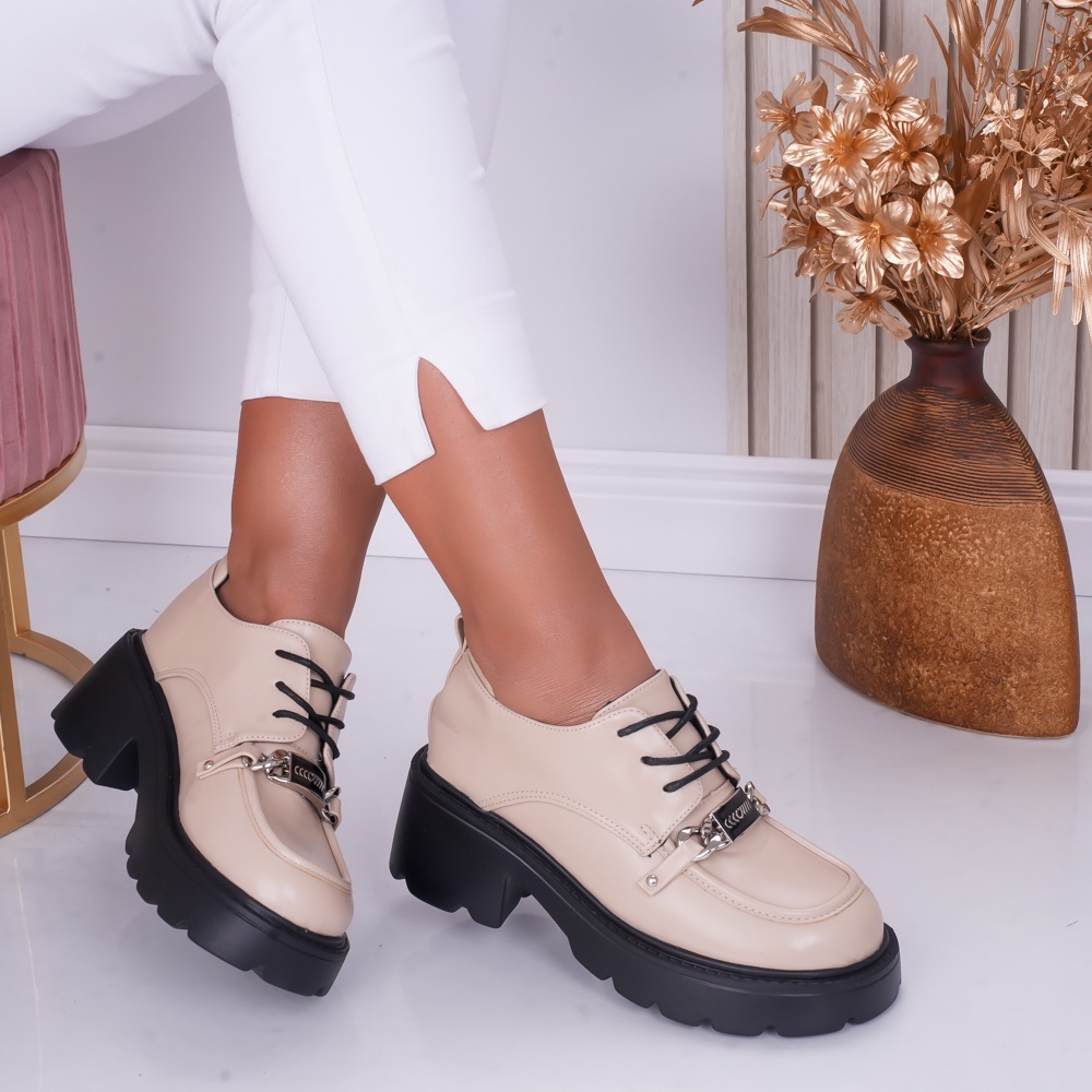 Pantofi dama casual Nude din Piele Ecologica Loris - poza 1