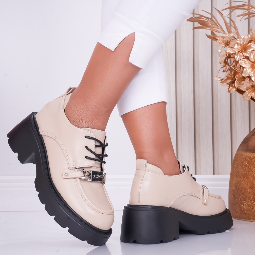 Pantofi dama casual Nude din Piele Ecologica Loris - poza 2