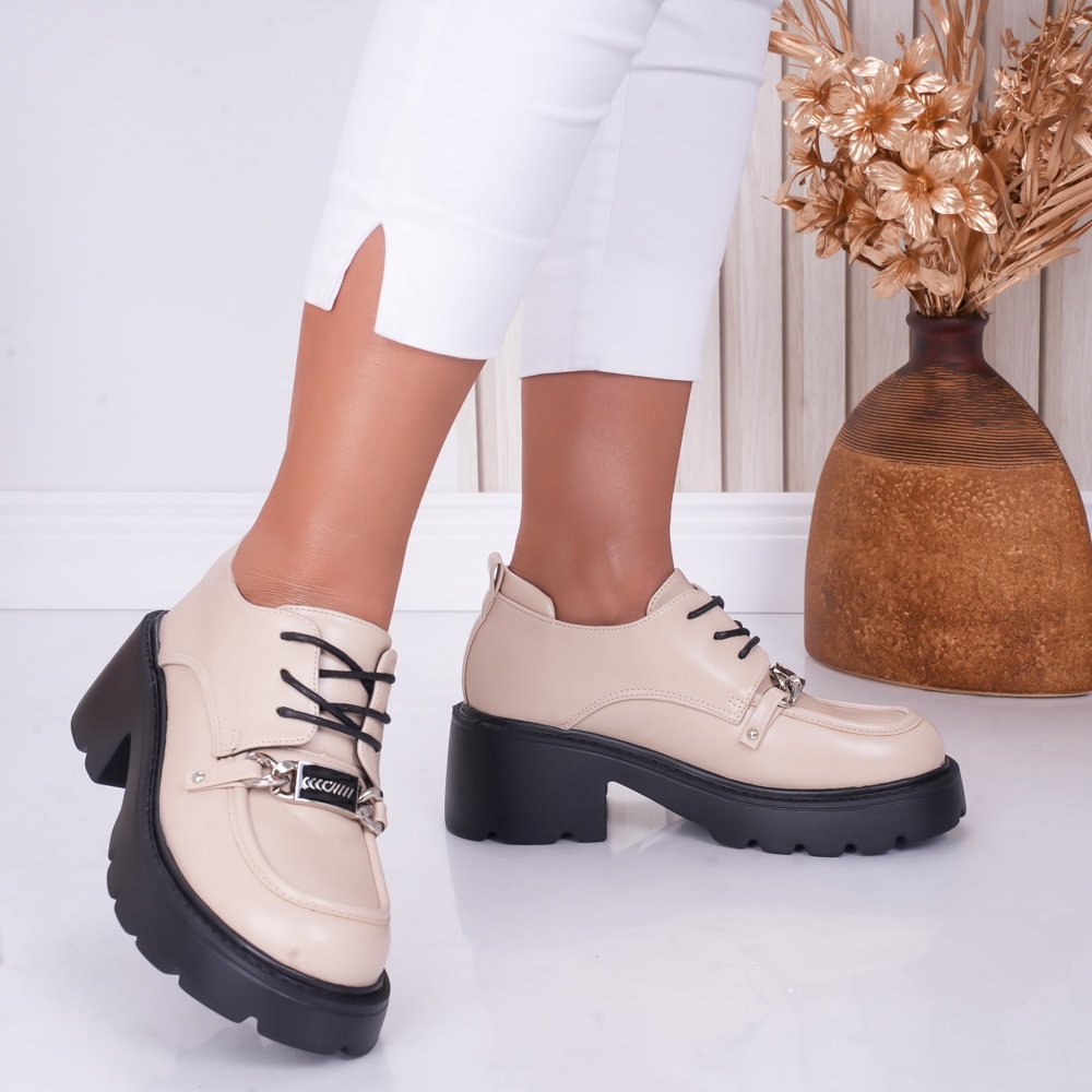 Pantofi dama casual Nude din Piele Ecologica Loris - poza 3