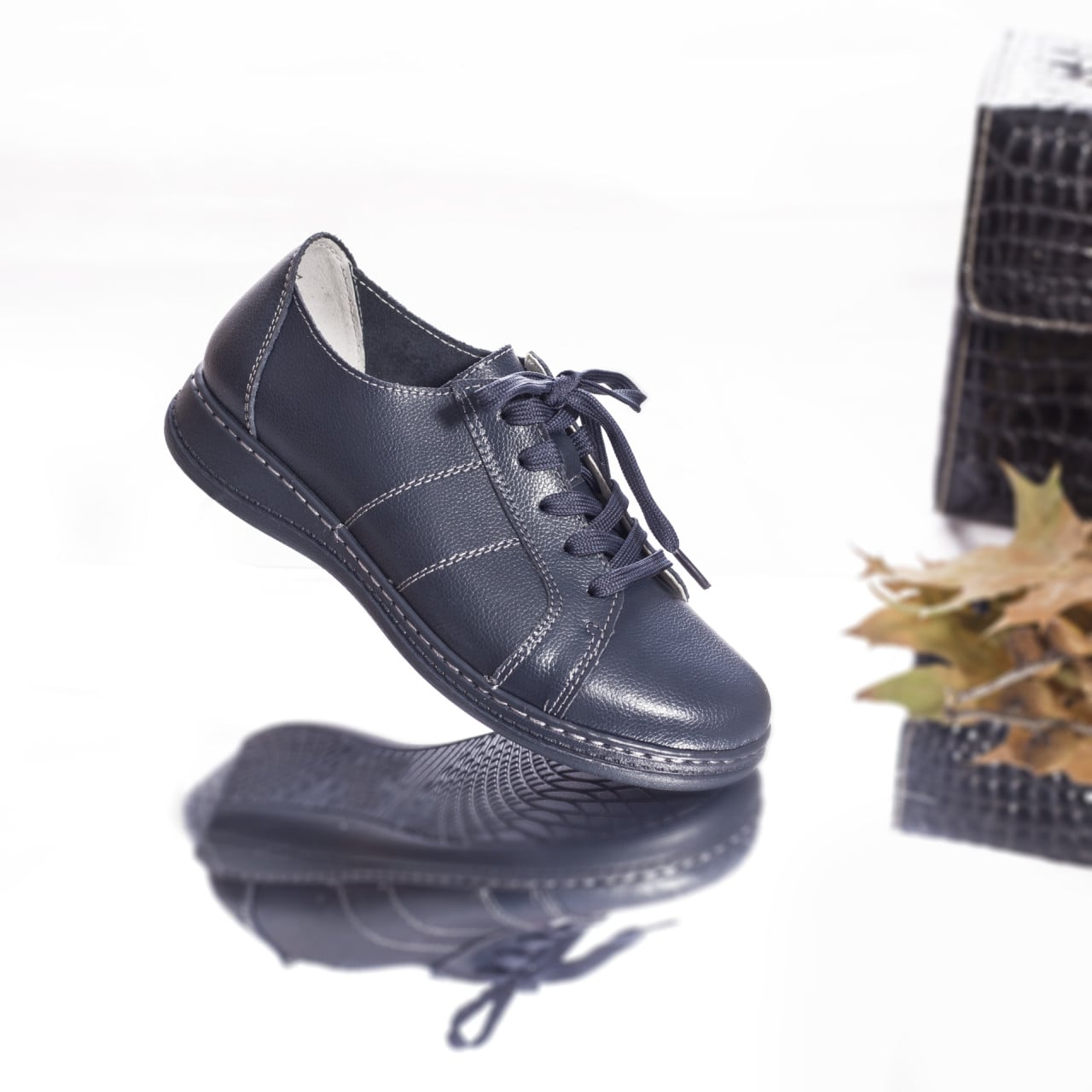 Pantofi dama casual piele naturala bety bleumarin - poza 3
