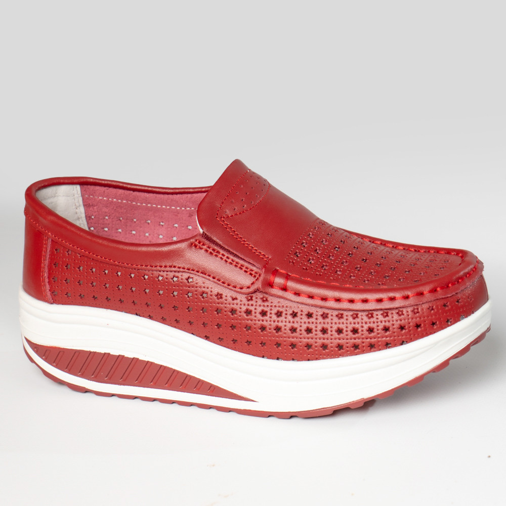 Pantofi dama casual rosi piele naturala flori - poza 4
