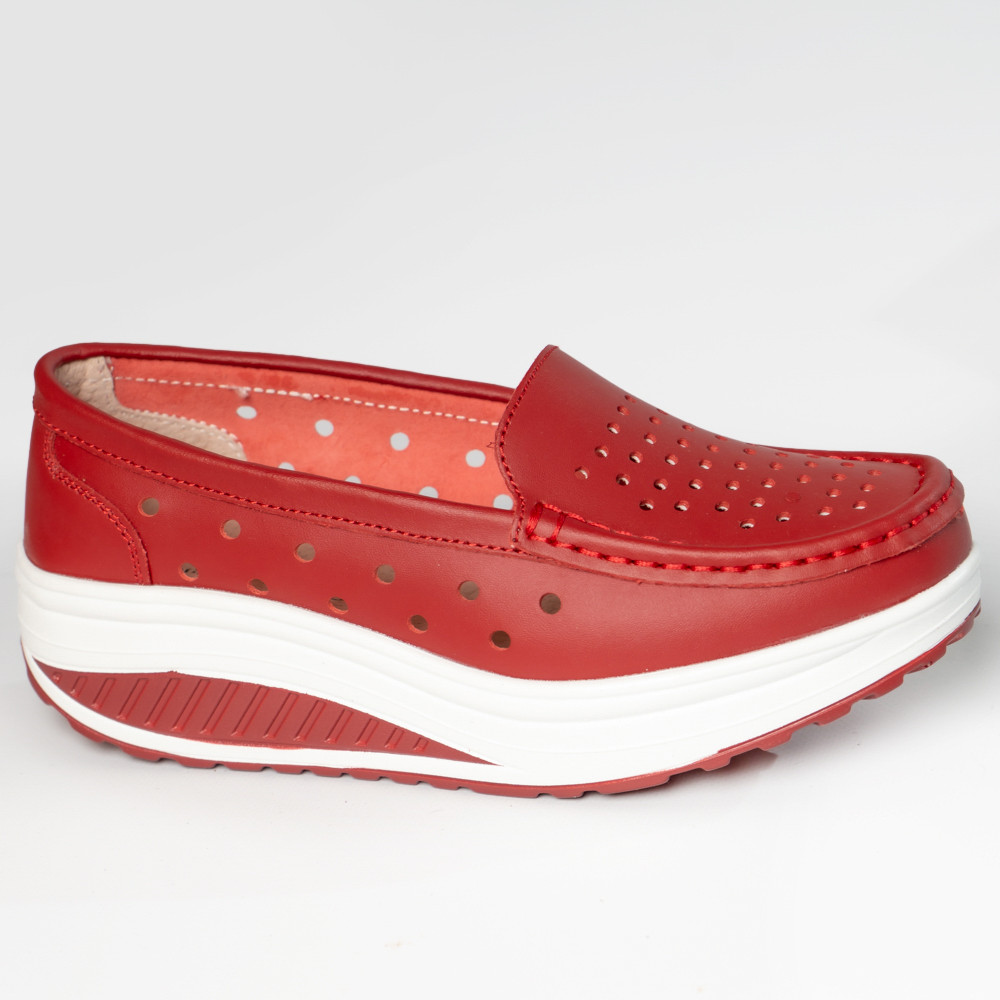 Pantofi dama casual rosi piele naturala perla - poza 4