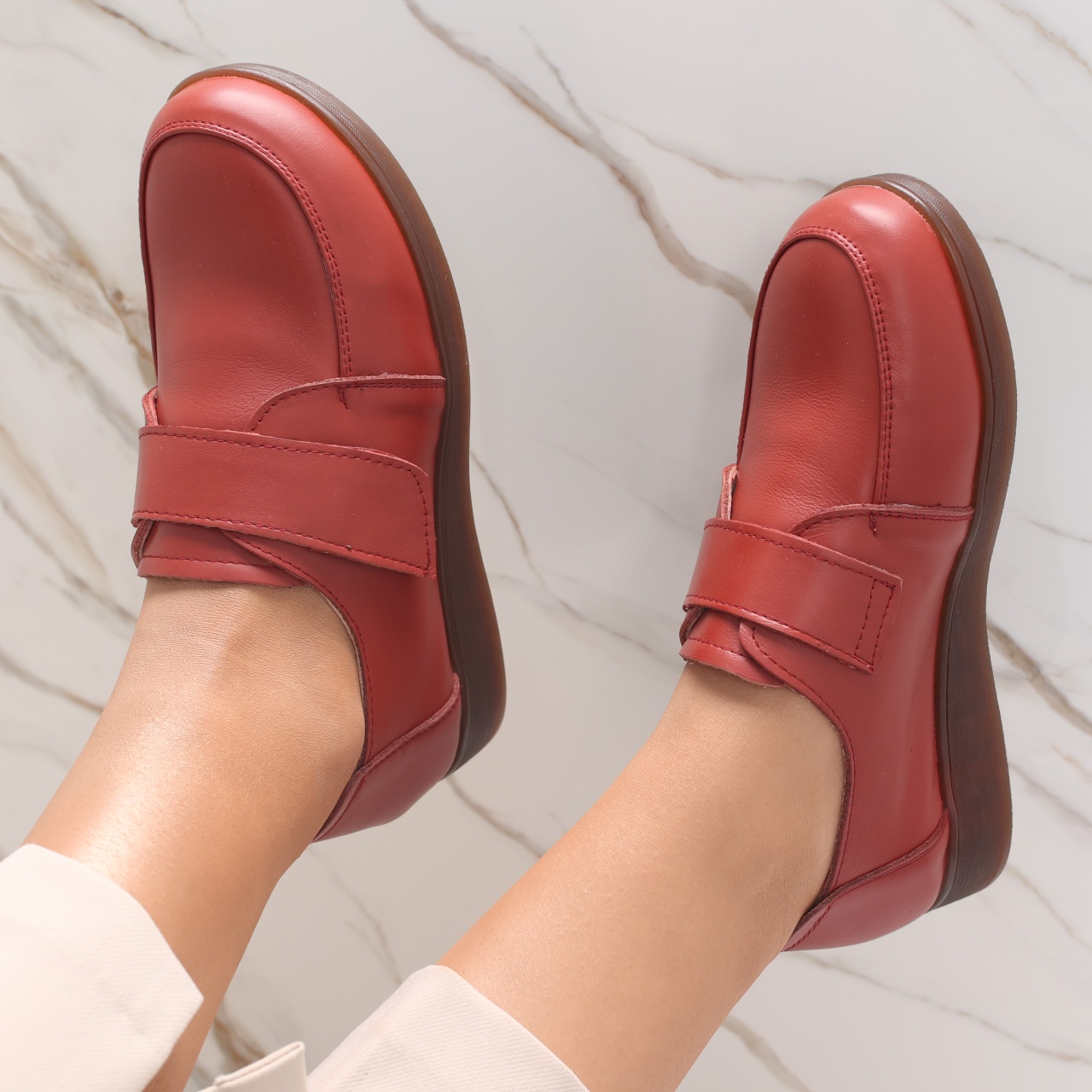 Pantofi dama casual Rosii din Piele Naturala Jarin - poza 1
