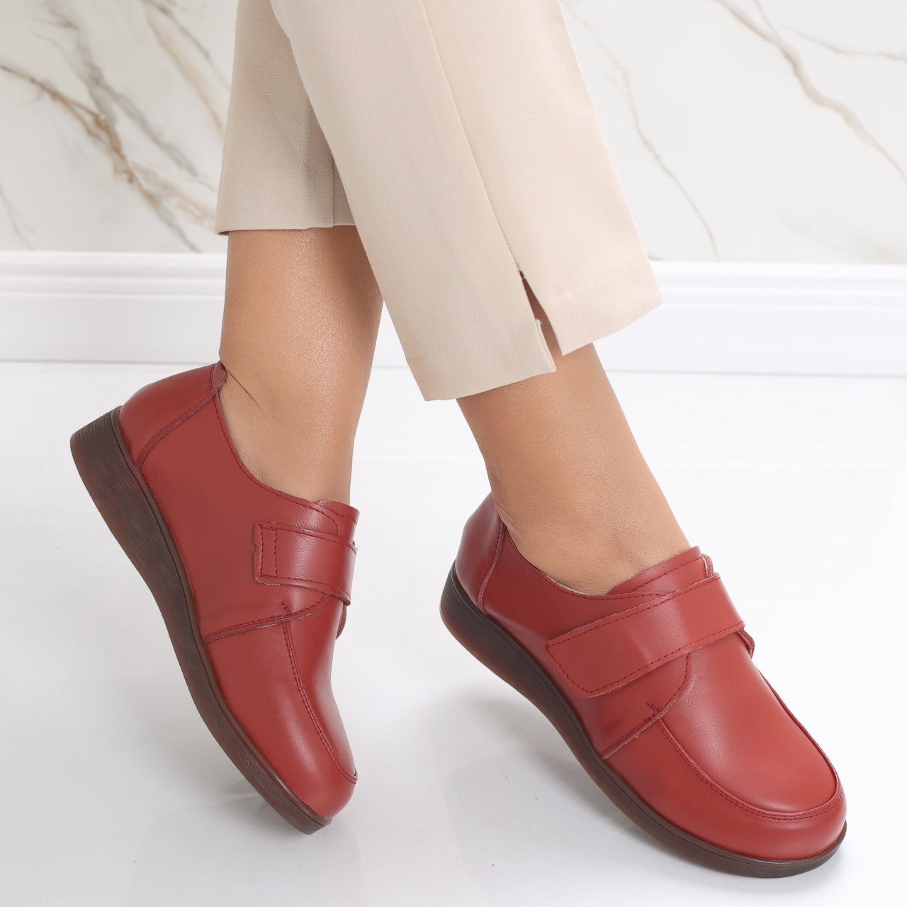 Pantofi dama casual Rosii din Piele Naturala Jarin - poza 3