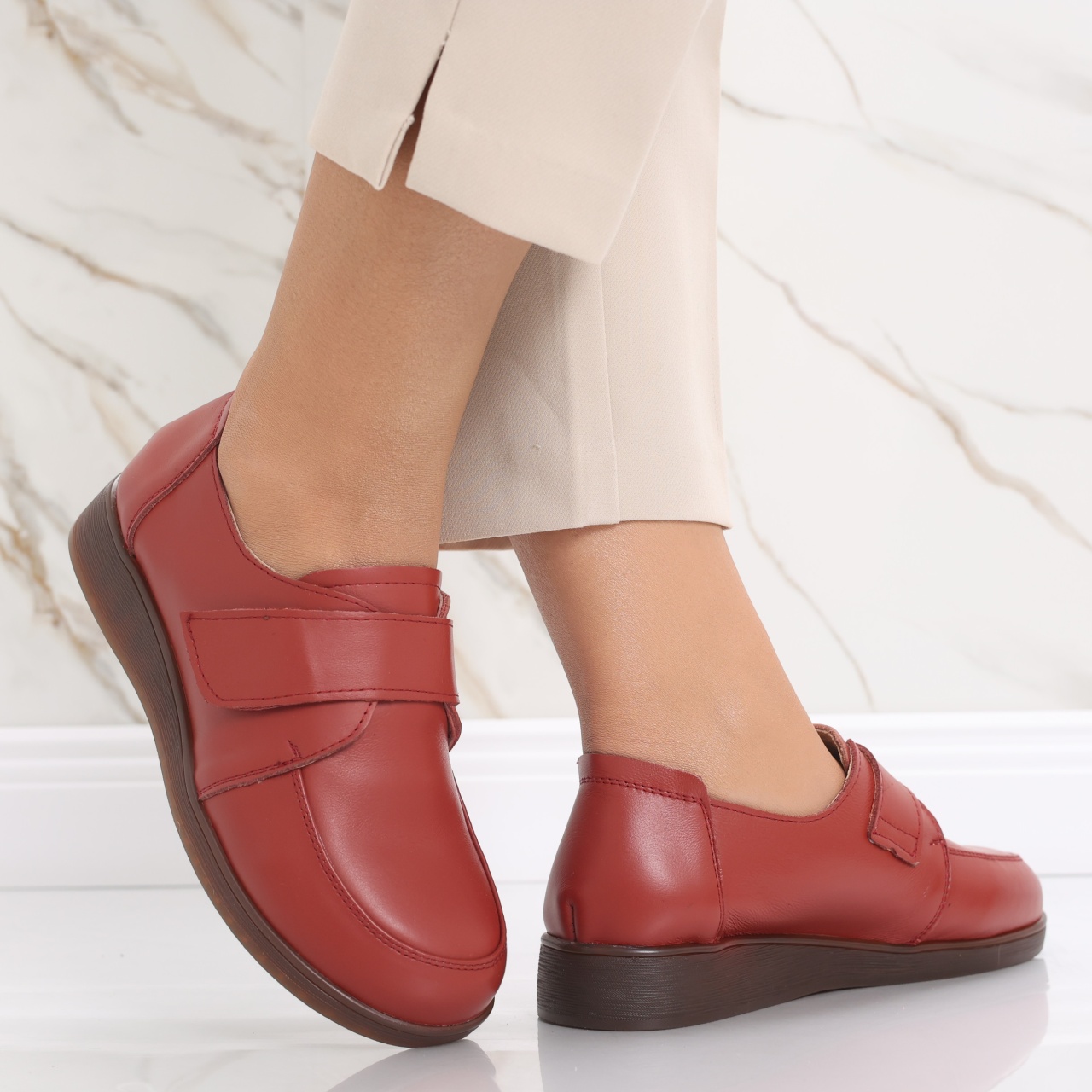 Pantofi dama casual Rosii din Piele Naturala Jarin - poza 4