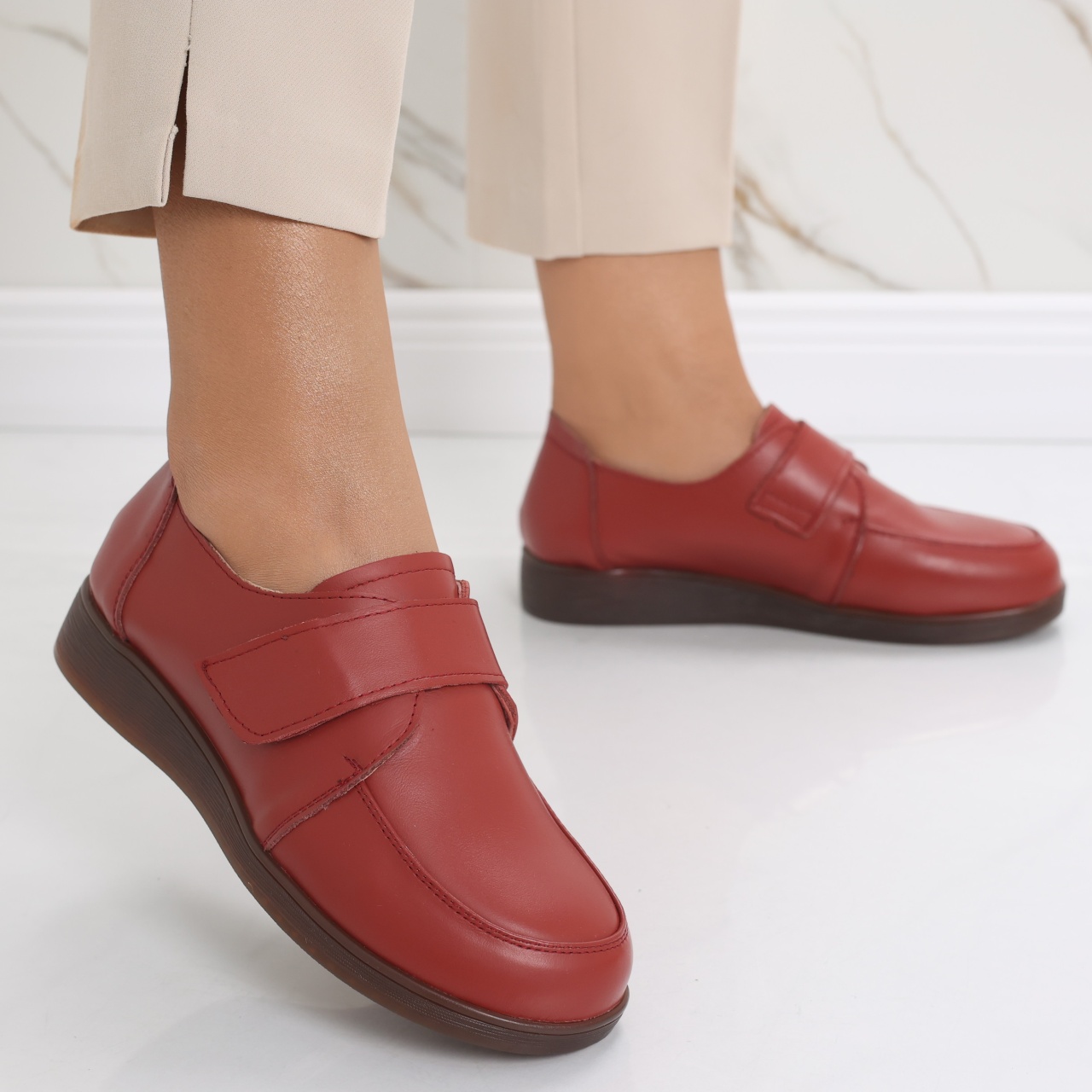 Pantofi dama casual Rosii din Piele Naturala Jarin - poza 5