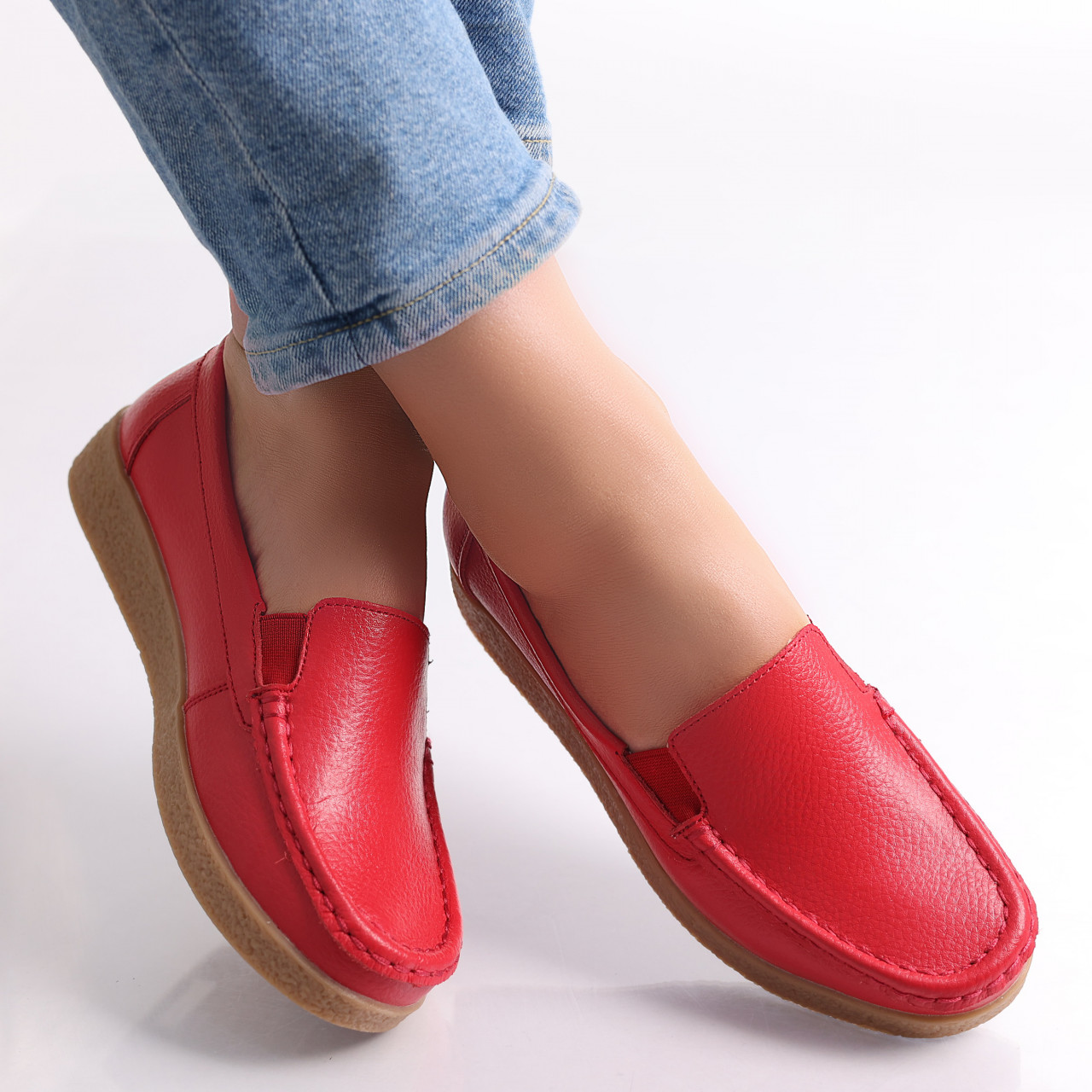 Pantofi dama casual Rosii piele naturala Danina - poza 2