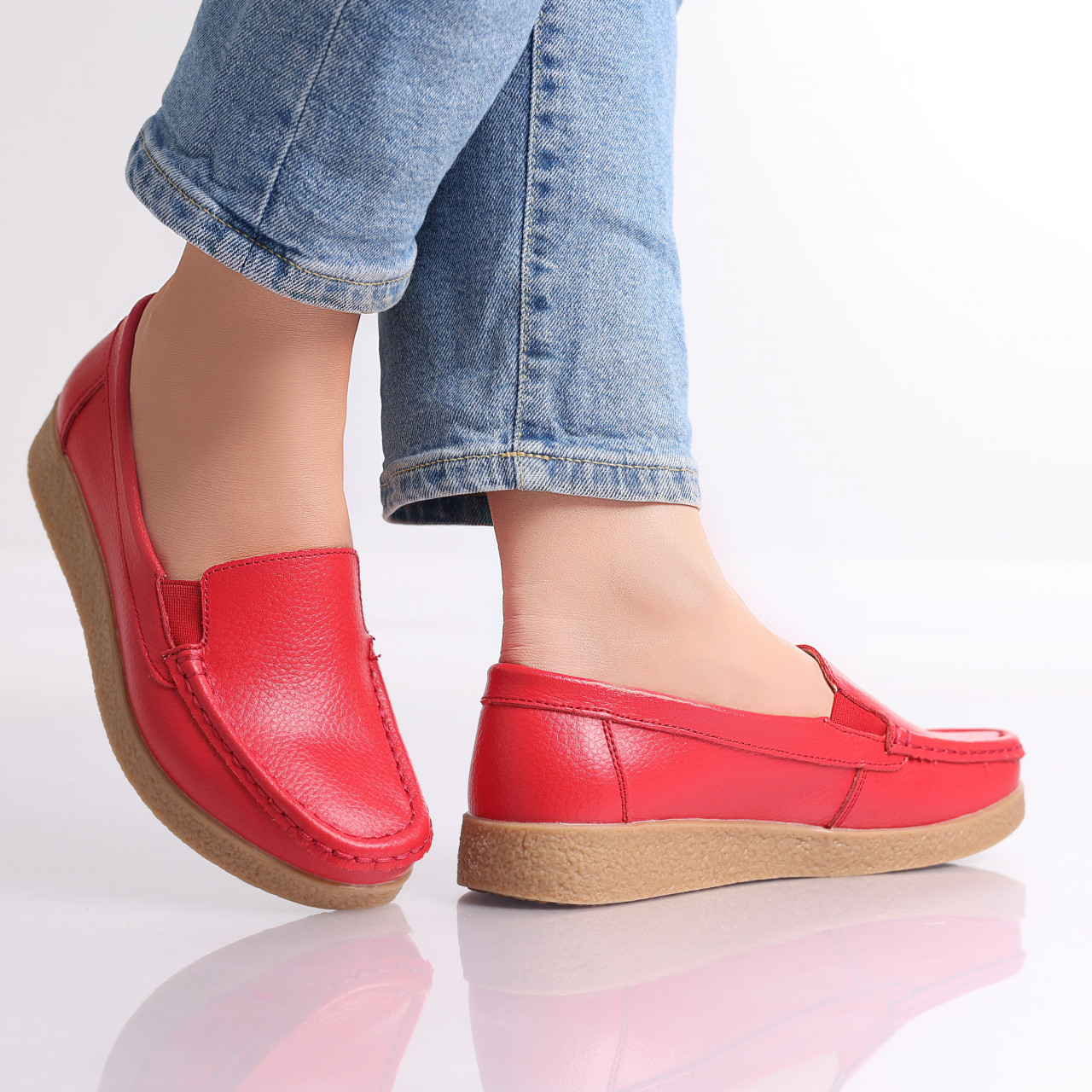 Pantofi dama casual Rosii piele naturala Danina - poza 3