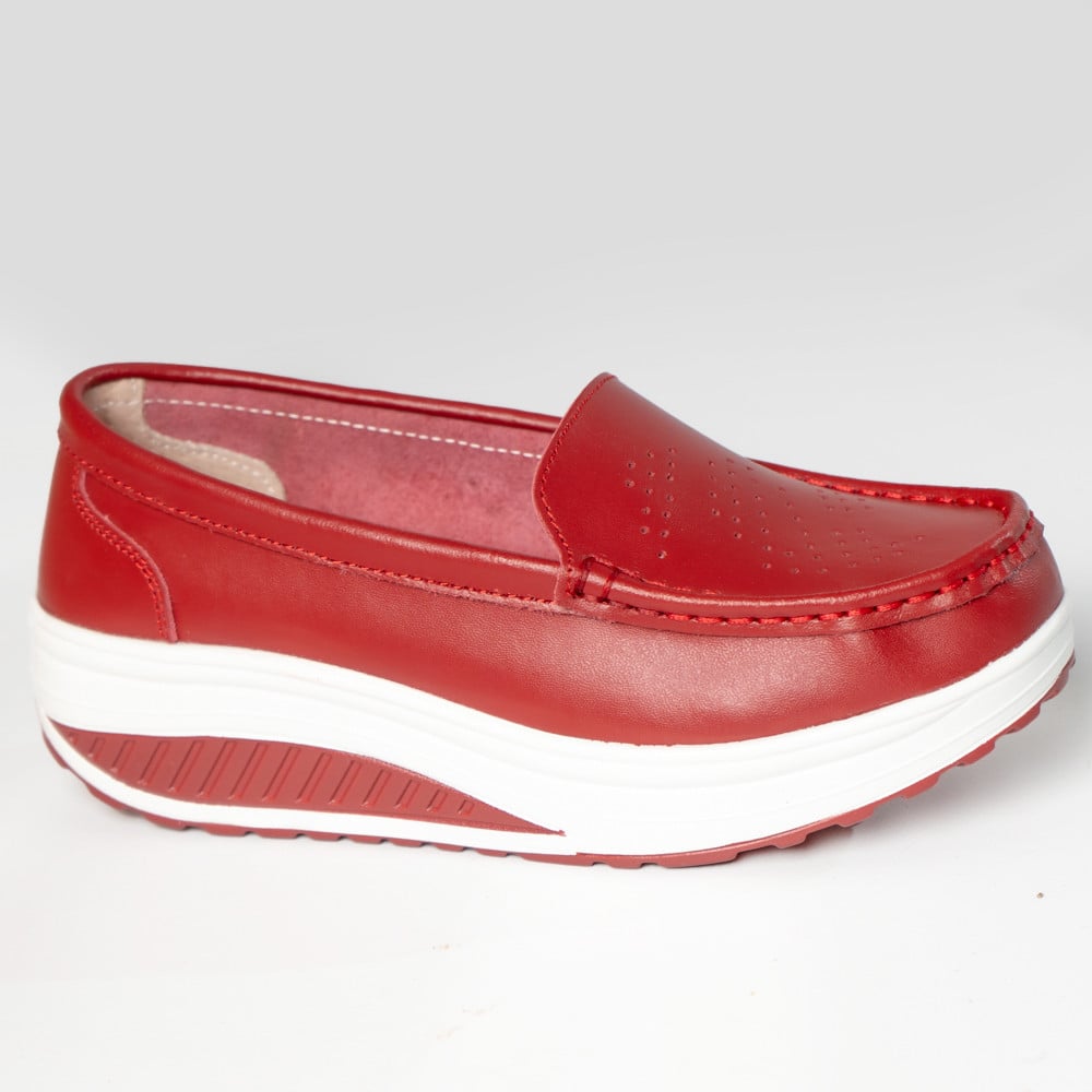 Pantofi dama casual rosii piele naturala nancy - poza 4