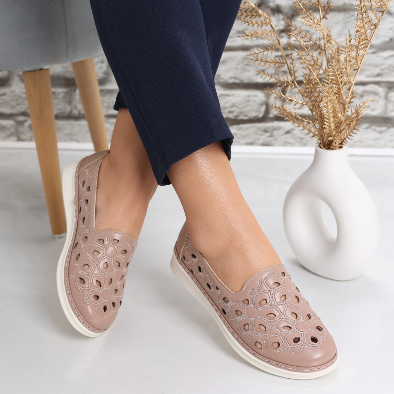 Pantofi dama casual Roz din piele ecologica poilo - poza 2