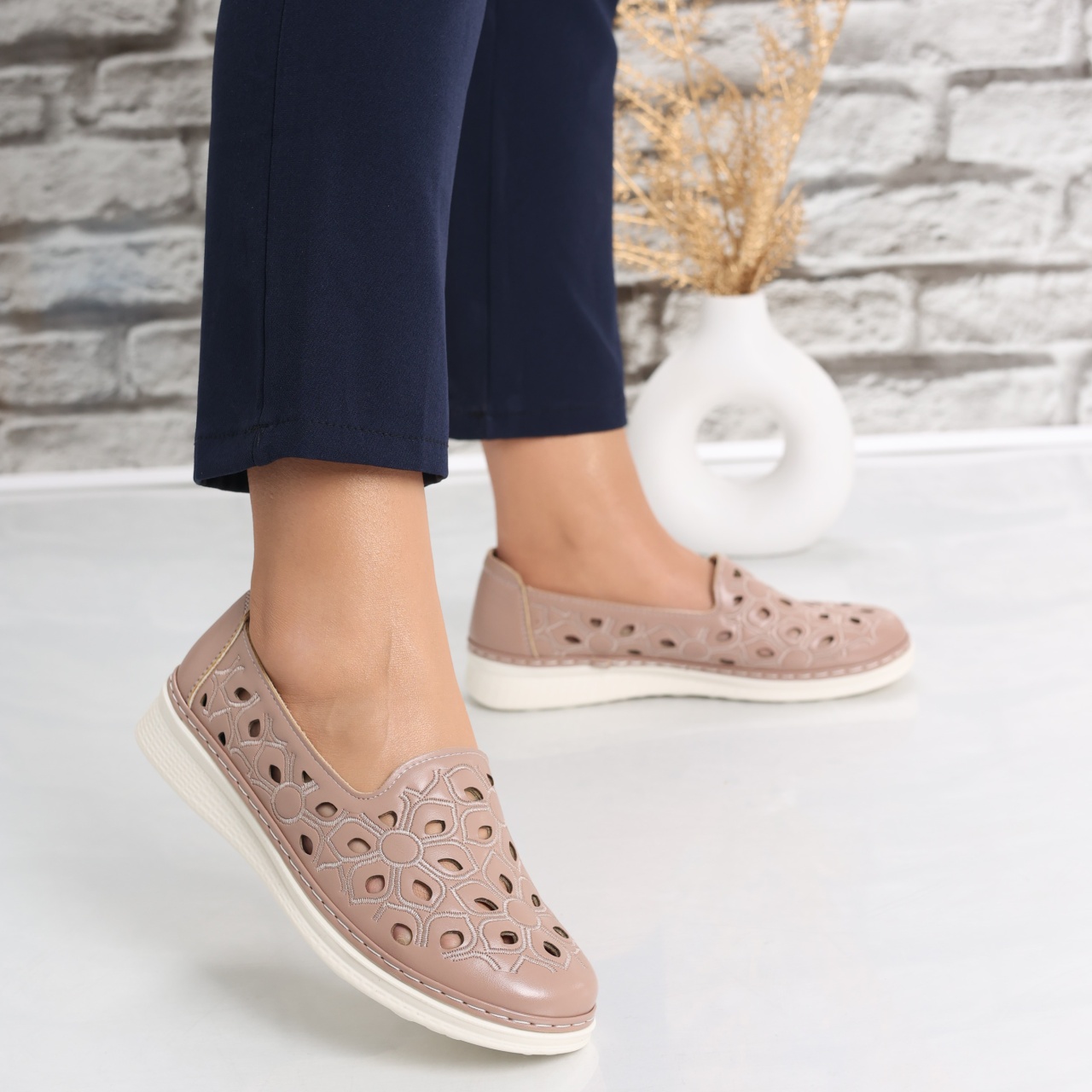 Pantofi dama casual Roz din piele ecologica poilo - poza 3