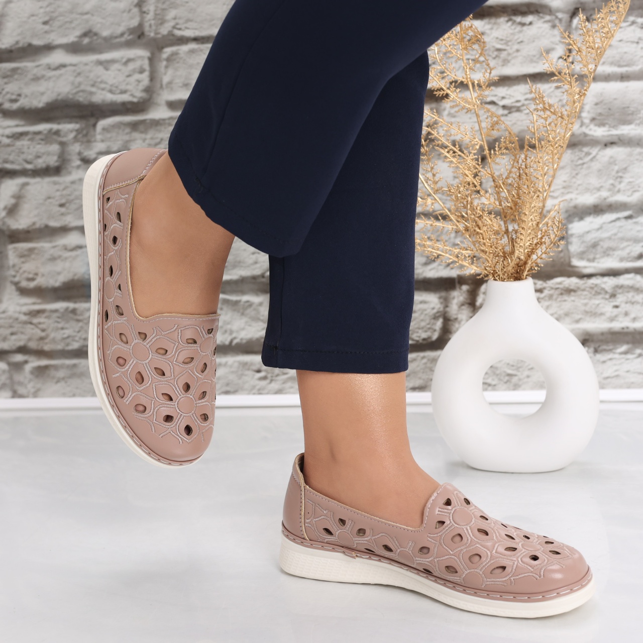 Pantofi dama casual Roz din piele ecologica poilo - poza 4