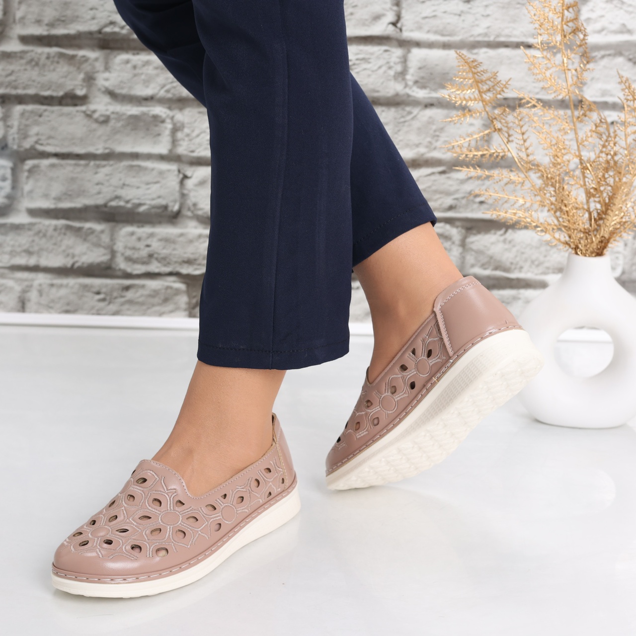 Pantofi dama casual Roz din piele ecologica poilo - poza 5