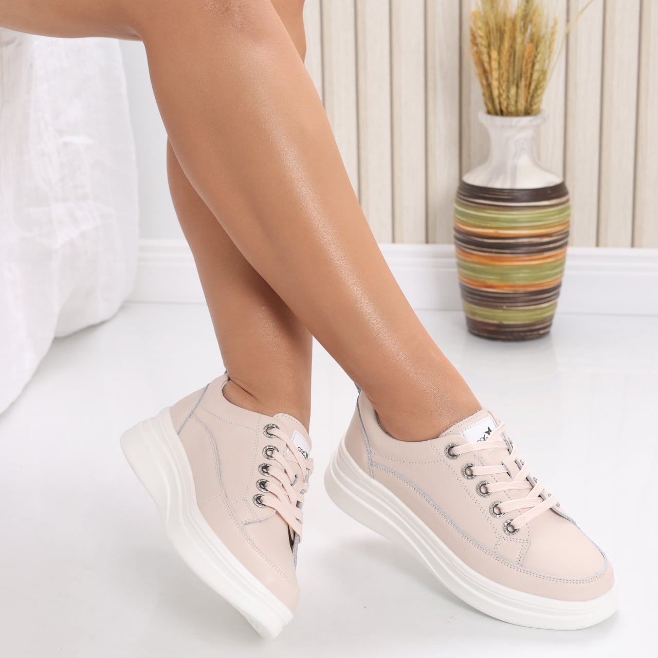 Pantofi dama casual Roz din Piele Naturala Hory - poza 1