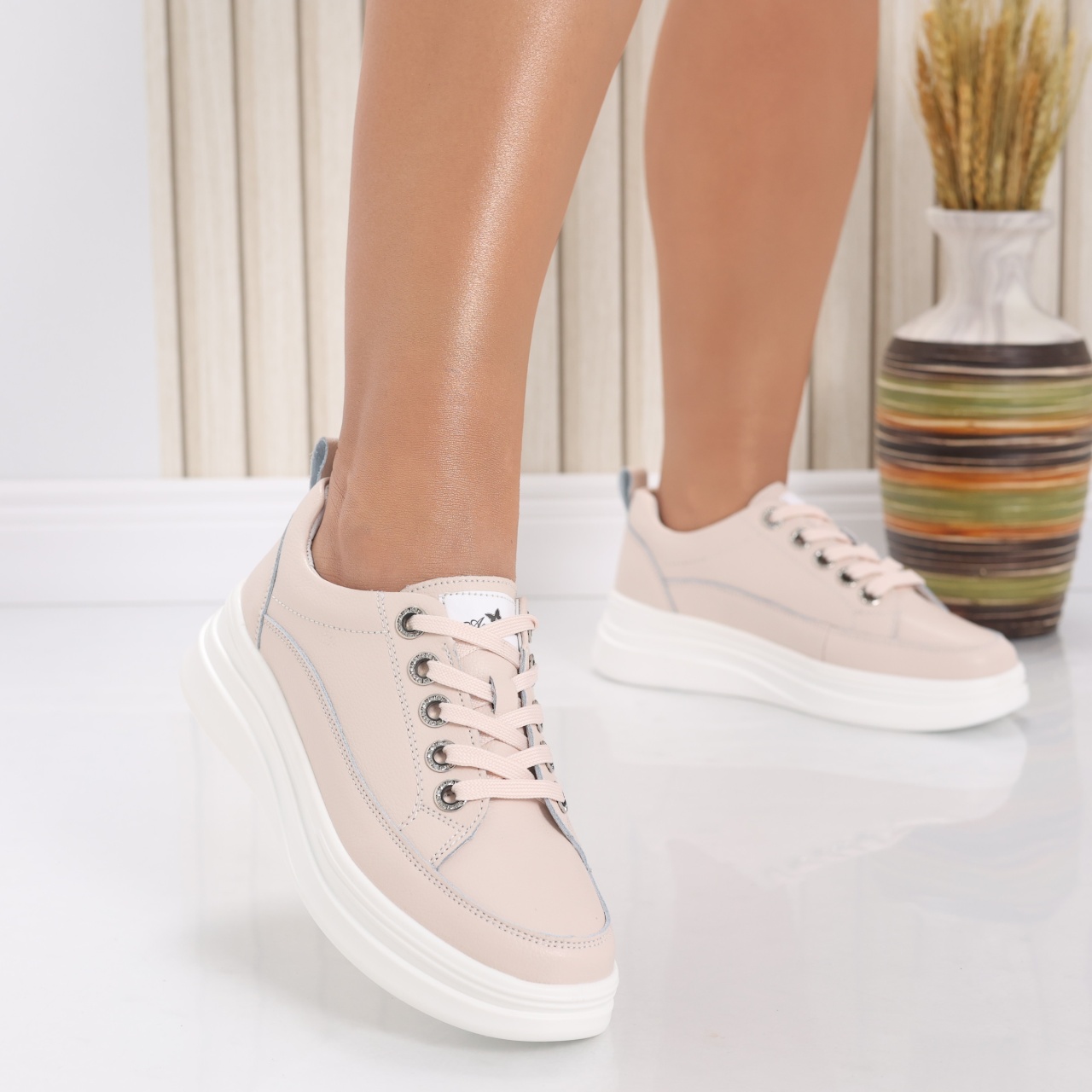Pantofi dama casual Roz din Piele Naturala Hory - poza 2