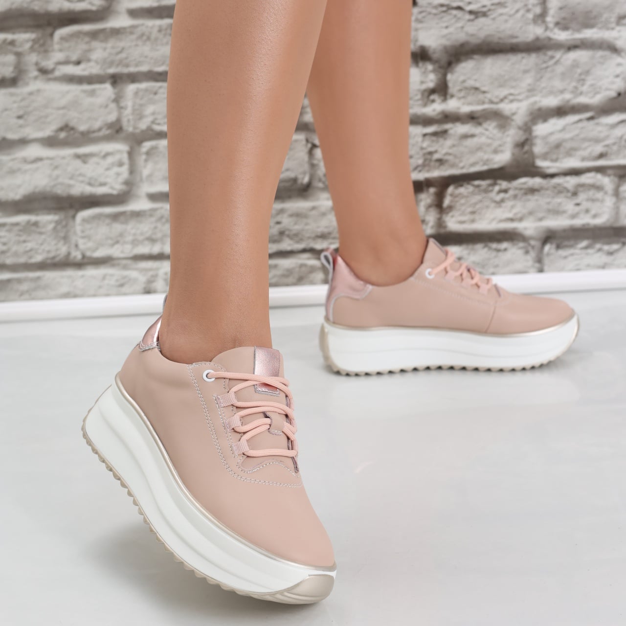 Pantofi dama casual Roz din Piele Naturala Namia - poza 1