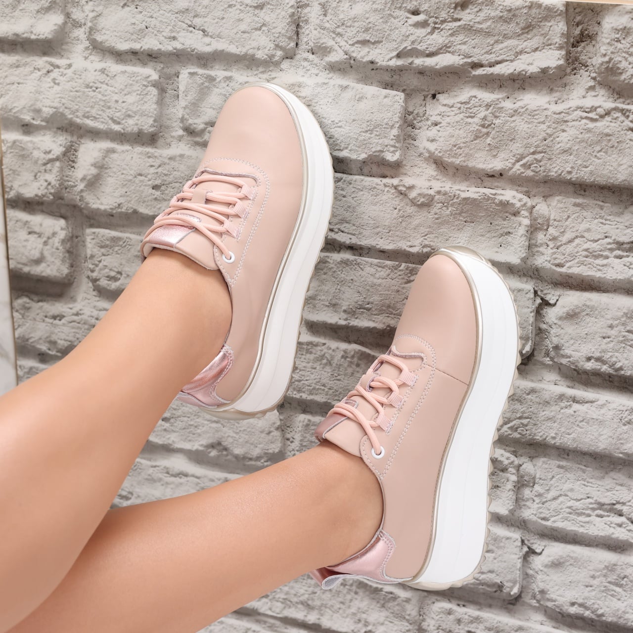 Pantofi dama casual Roz din Piele Naturala Namia - poza 2