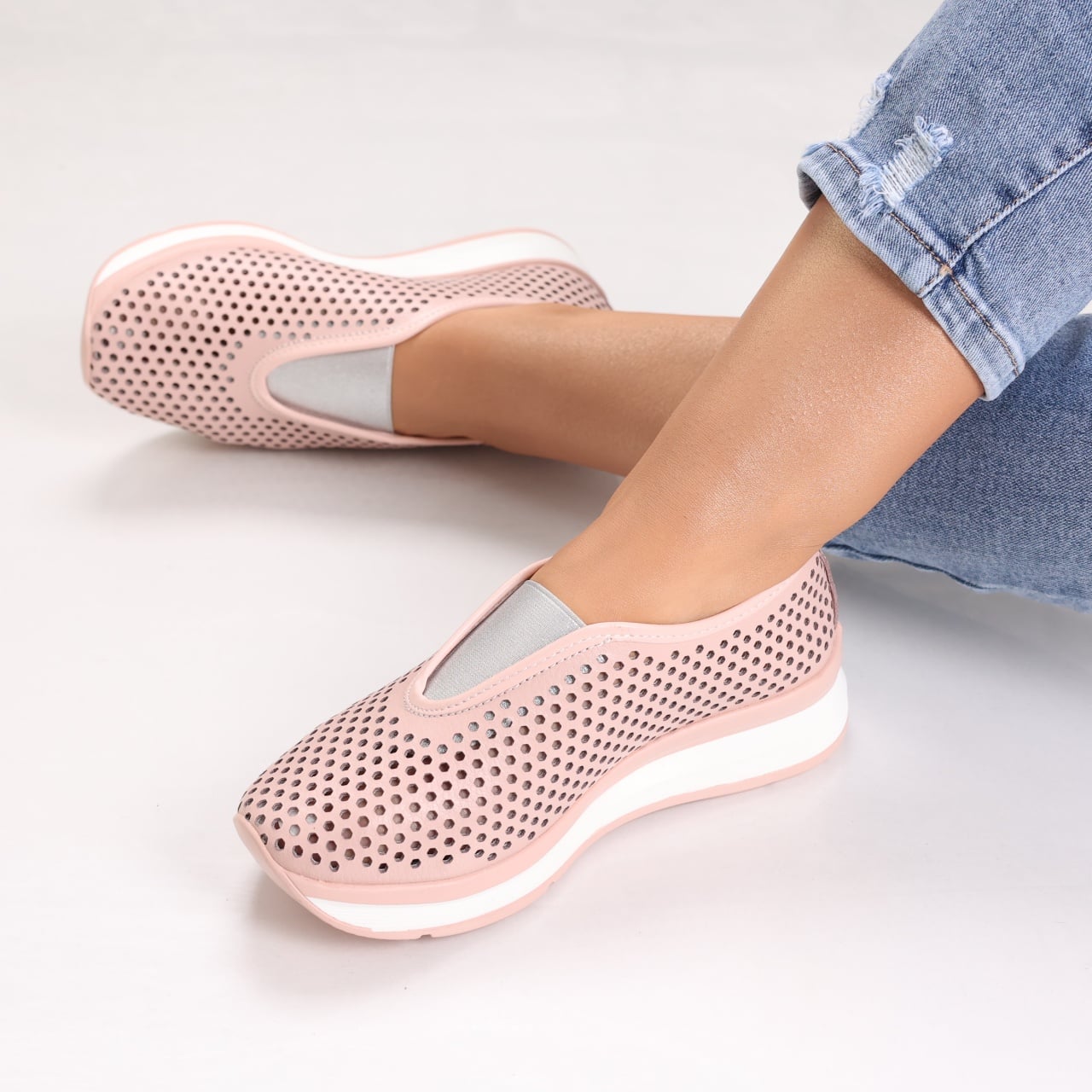 Pantofi dama casual Roz din Piele Naturala Watifa - poza 1