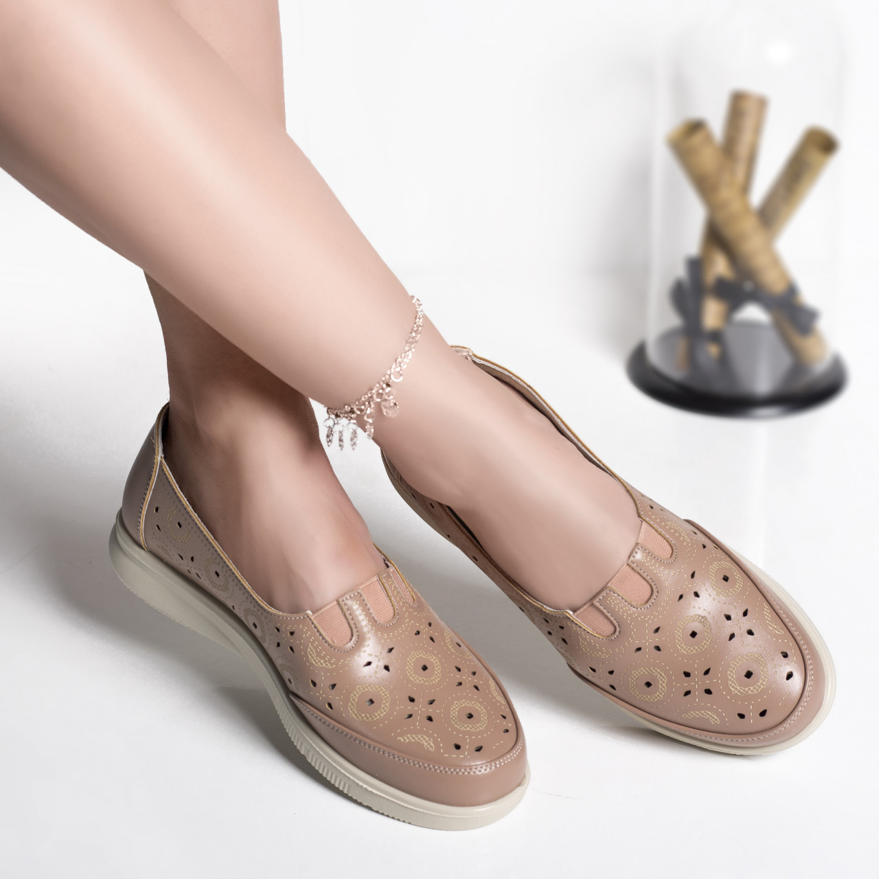 Pantofi dama casual roz piele ecologica liko - poza 2