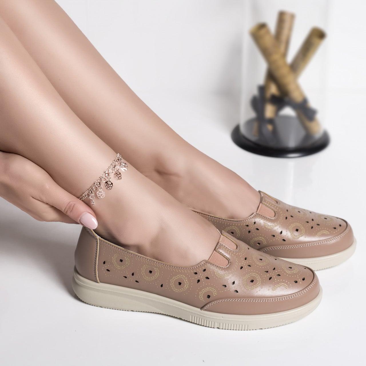 Pantofi dama casual roz piele ecologica liko - poza 3