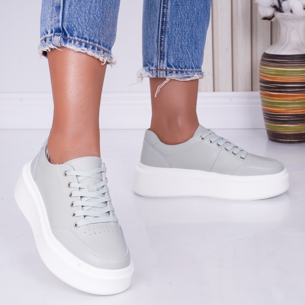 Pantofi dama casual Verde Menta din Piele Naturala Bria - poza 2