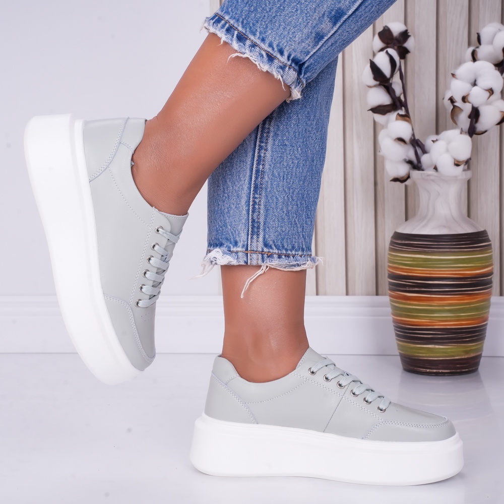Pantofi dama casual Verde Menta din Piele Naturala Bria - poza 4