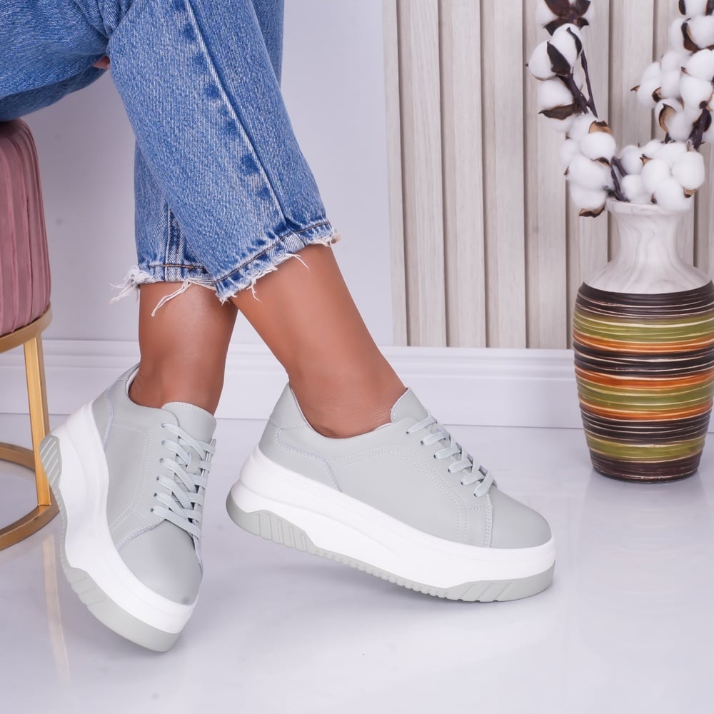 Pantofi dama casual Verde Menta din Piele Naturala Dya - poza 1