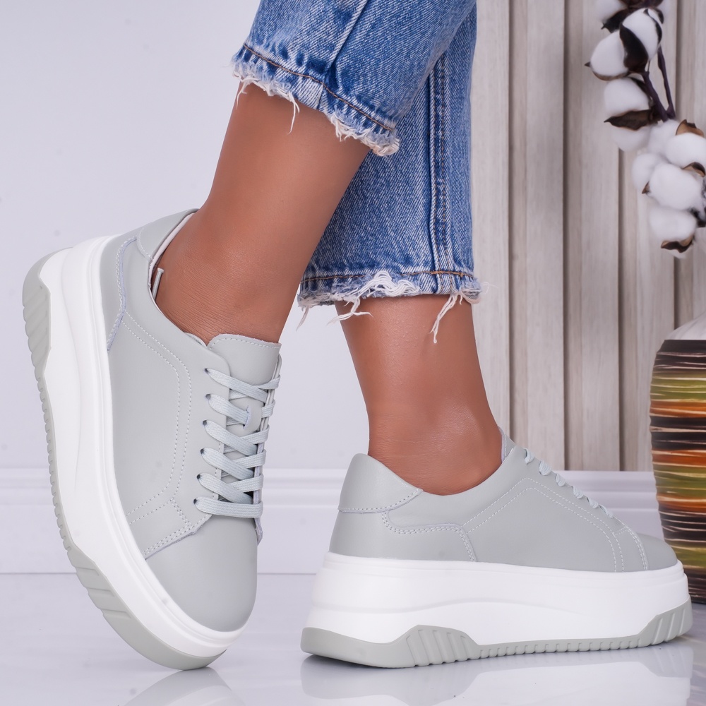 Pantofi dama casual Verde Menta din Piele Naturala Dya - poza 2