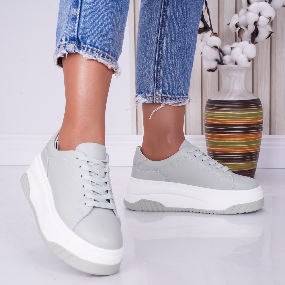 Pantofi dama casual Verde Menta din Piele Naturala Dya - poza 3