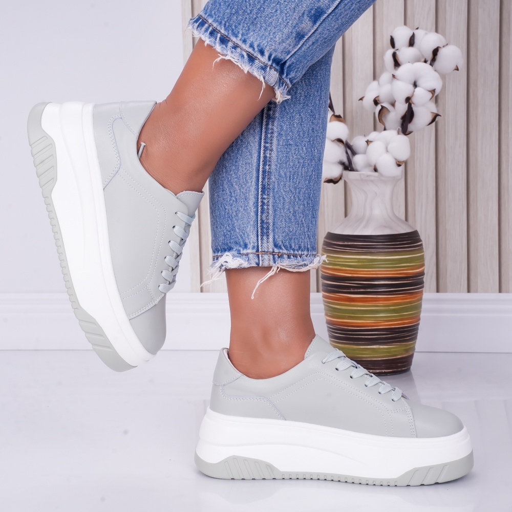 Pantofi dama casual Verde Menta din Piele Naturala Dya - poza 4