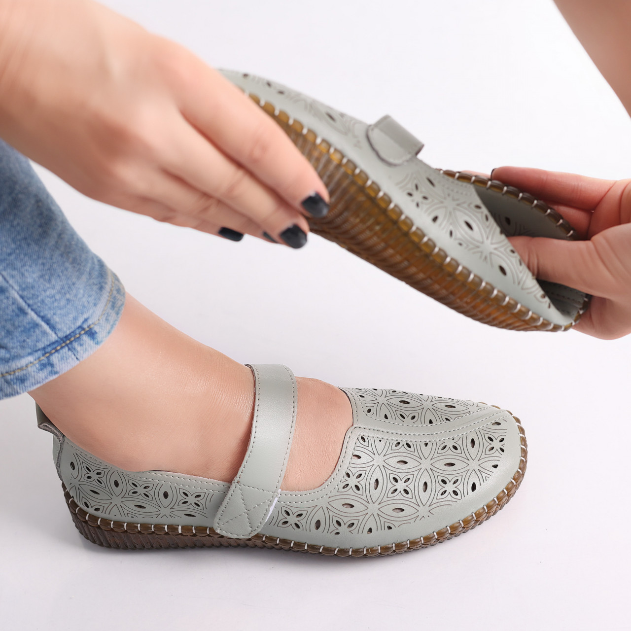 Pantofi dama casual Verzi din Piele Ecologica Amata - poza 1