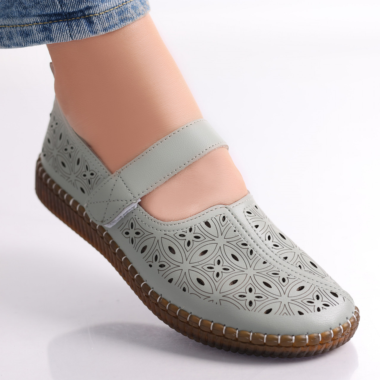 Pantofi dama casual Verzi din Piele Ecologica Amata - poza 3