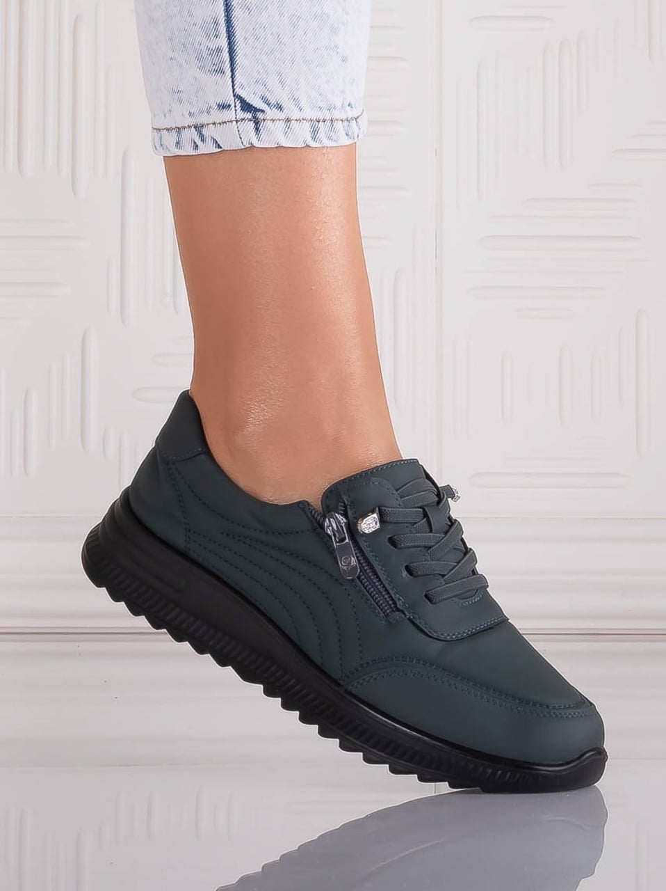 Pantofi dama Casual Verzi din Piele Ecologica Savira - poza 1