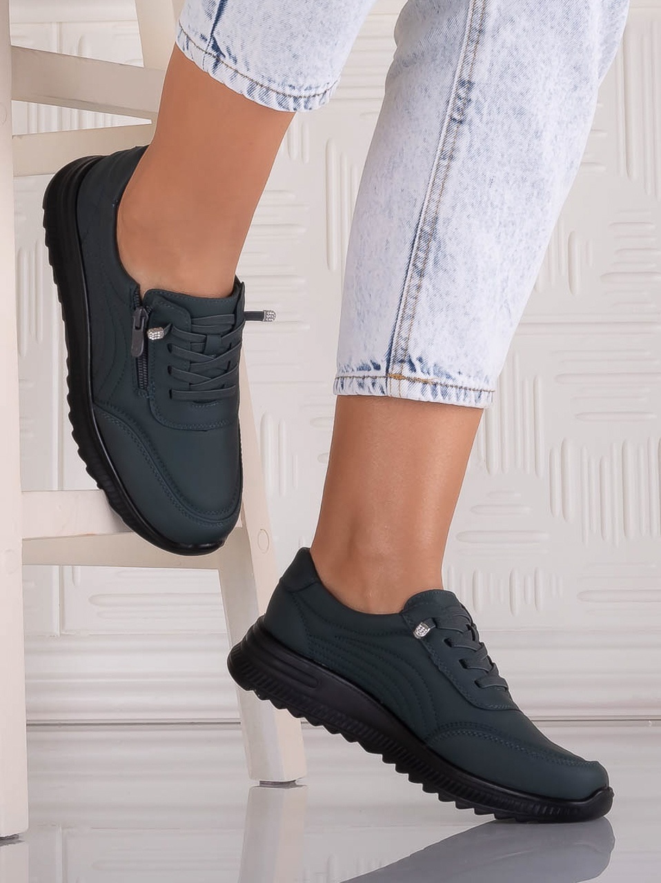 Pantofi dama Casual Verzi din Piele Ecologica Savira - poza 2
