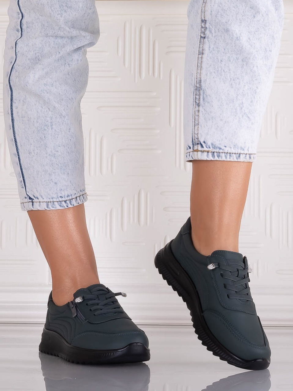 Pantofi dama Casual Verzi din Piele Ecologica Savira - poza 4