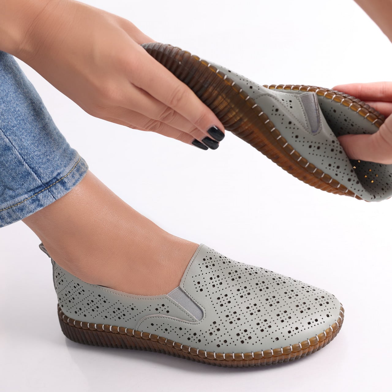 Pantofi dama casual Verzi din Piele Ecologica Sovani - poza 1