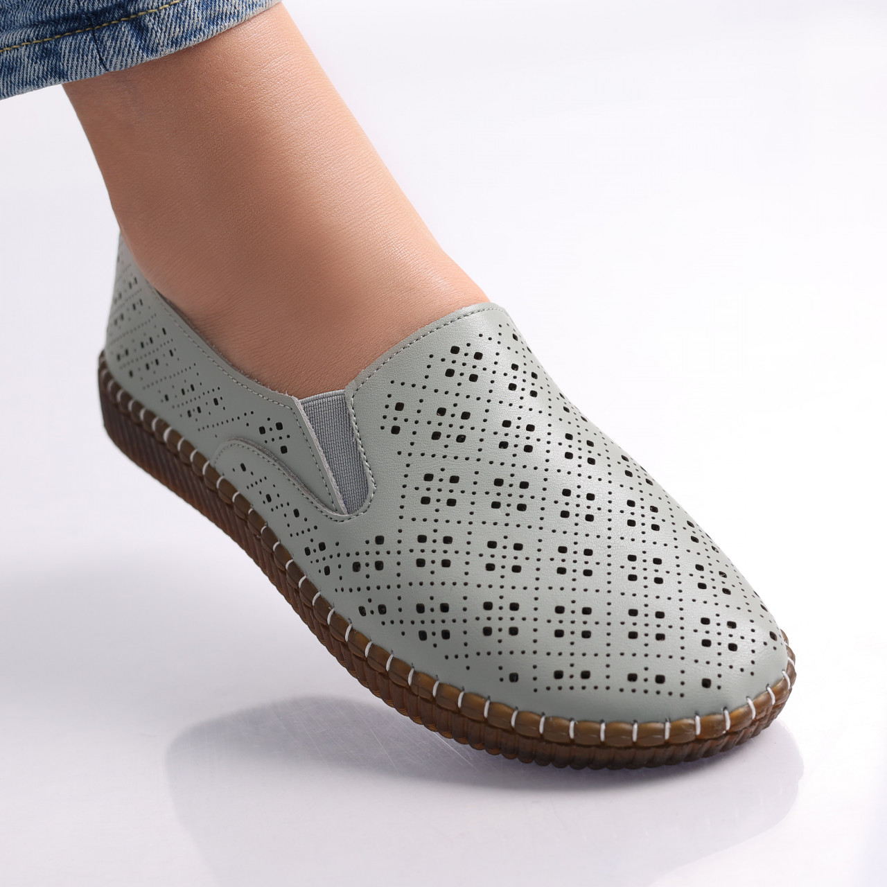 Pantofi dama casual Verzi din Piele Ecologica Sovani - poza 3