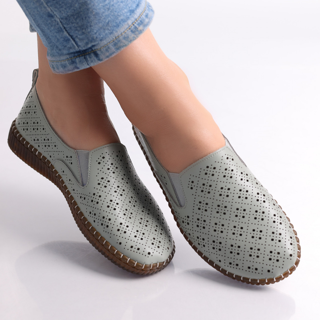 Pantofi dama casual Verzi din Piele Ecologica Sovani - poza 4