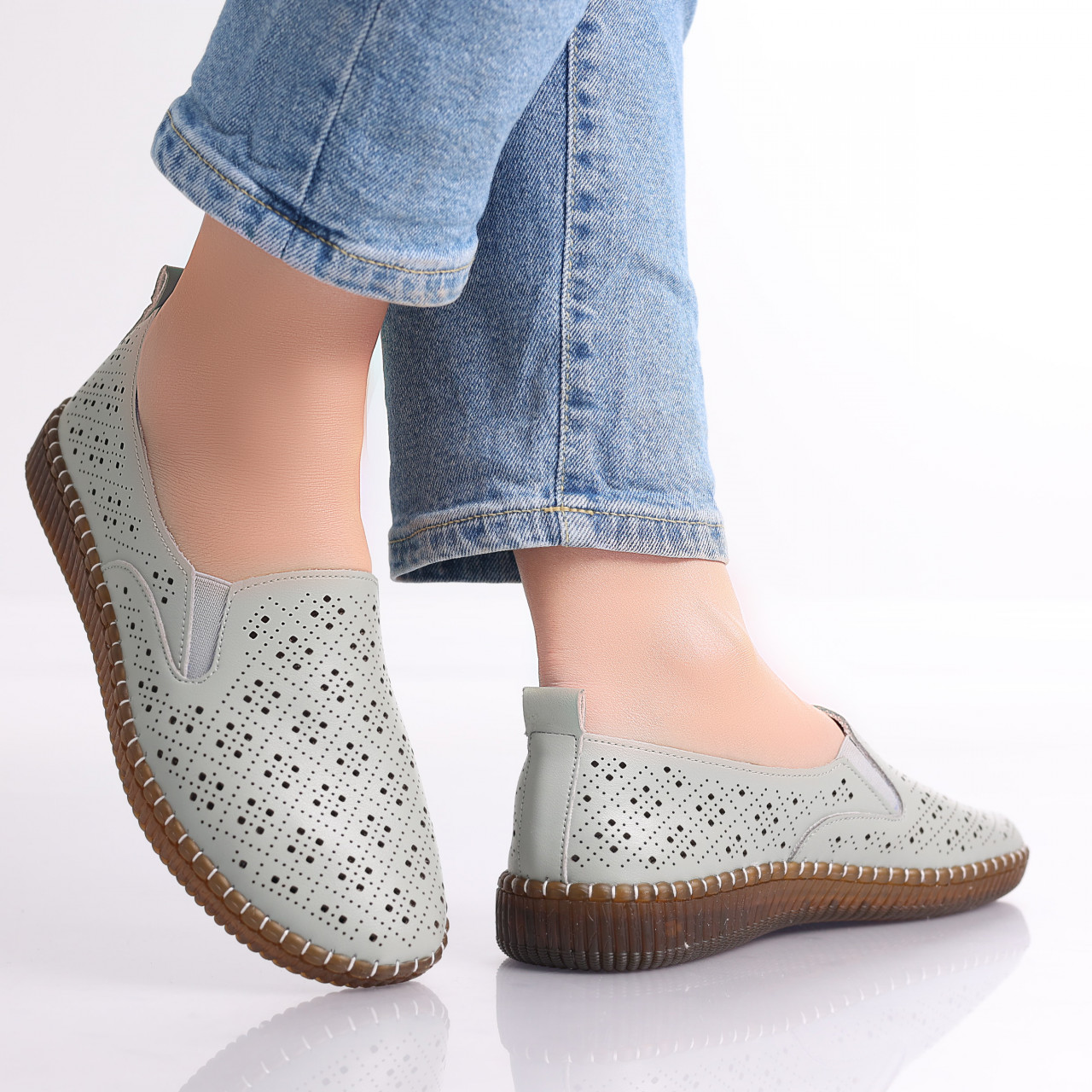 Pantofi dama casual Verzi din Piele Ecologica Sovani - poza 5