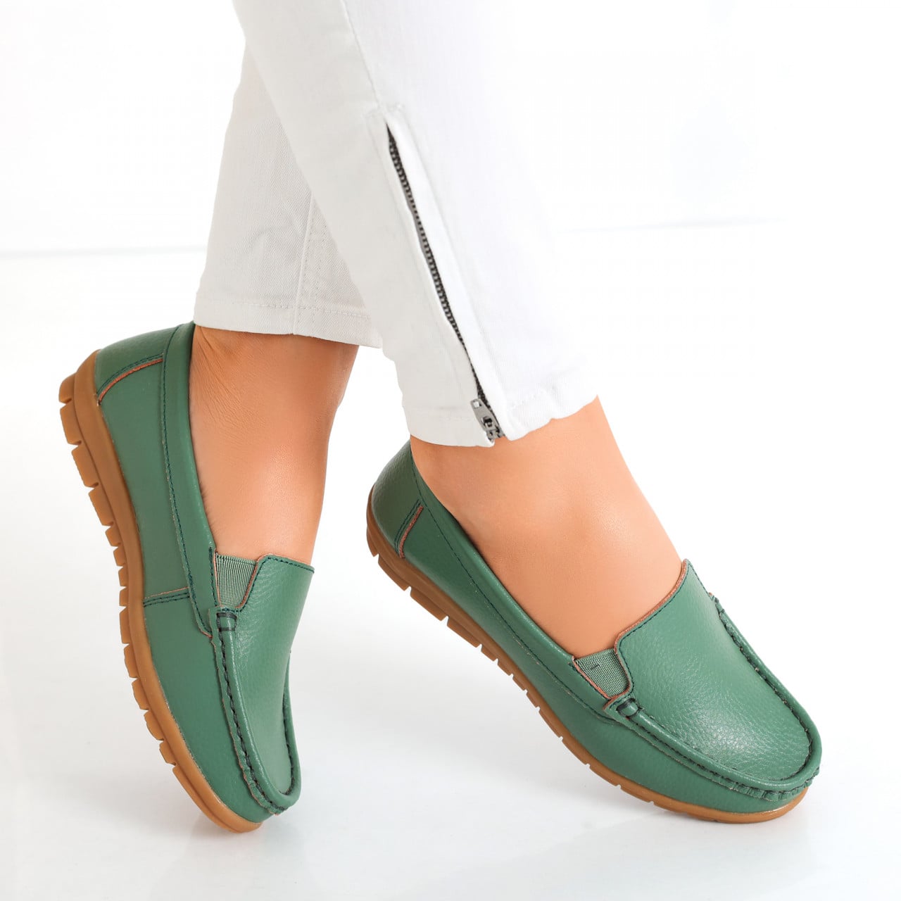 Pantofi dama casual Verzi din Piele Naturala Comoi - poza 1