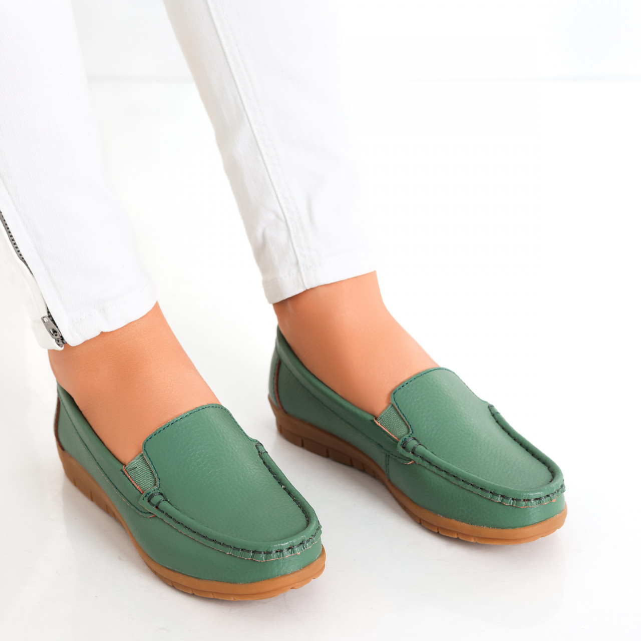 Pantofi dama casual Verzi din Piele Naturala Comoi - poza 2
