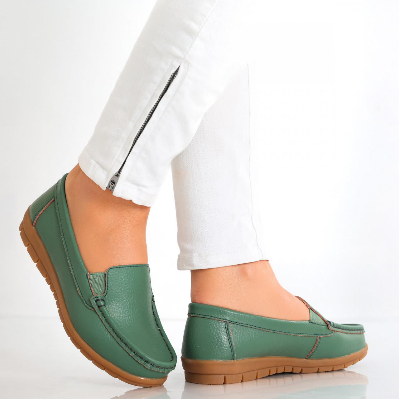 Pantofi dama casual Verzi din Piele Naturala Comoi - poza 4