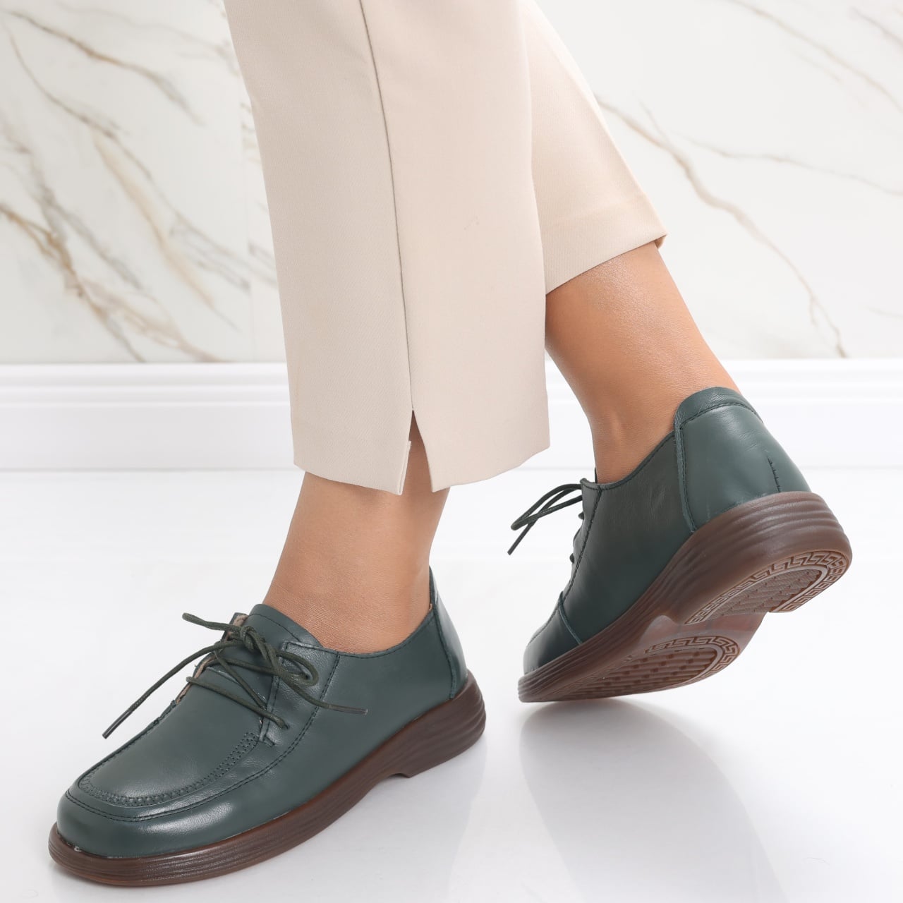 Pantofi dama casual Verzi din Piele Naturala Esana - poza 5